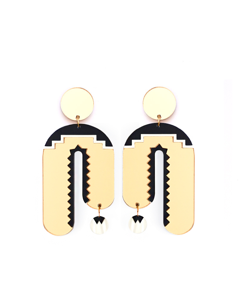 Mamunia 3 - Dash of Gold Acrylic Earrings